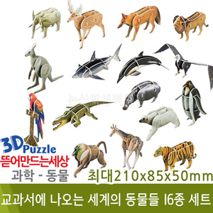 3D퍼즐|동물| 교과서에 나오는 세계의 동물들 16종 세트